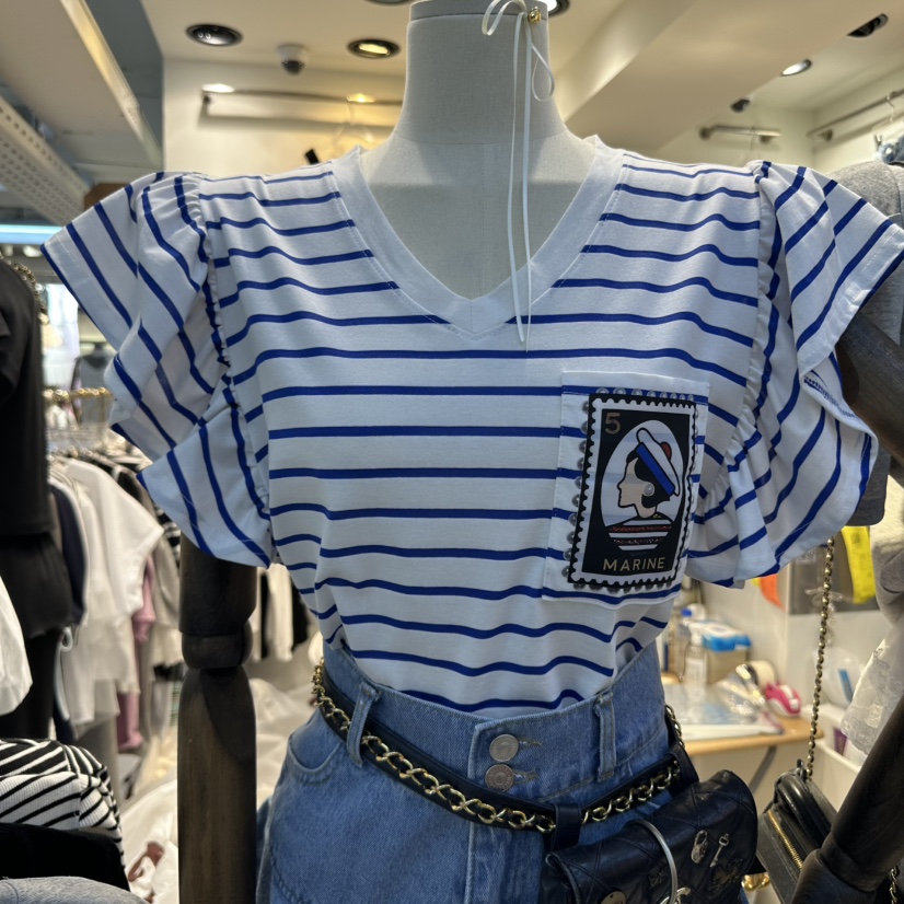 BLUE BANANA韓國代購女士新品真品時尚職業25春夏T恤口袋海軍BLUE BANANAT恤圖色1