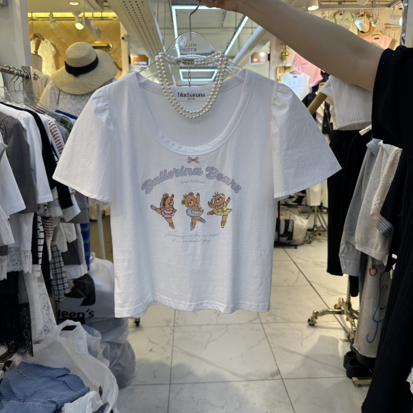 BLUE BANANA韓國直郵女裝新品職業休閑真品人氣25春夏T恤小熊BLUE BANANAT恤圖色1
