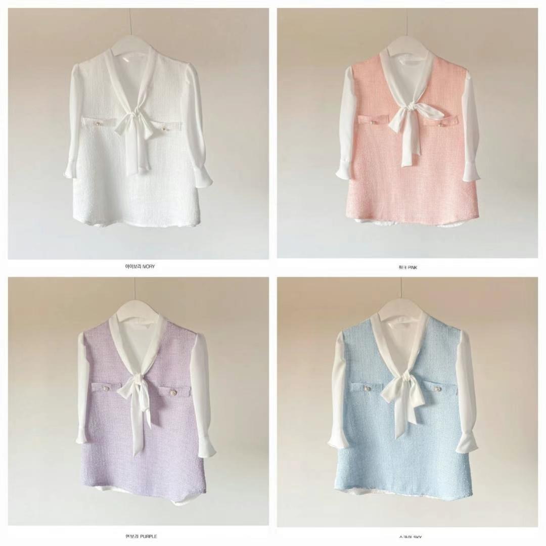 OLIVIA韓國直郵㊣東大門實拍女裝新品時尚熱賣襯衫蕾絲衫花呢OLIVIA襯衫/蕾絲衫