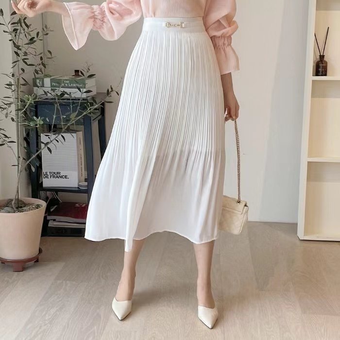 OLIVIA韓國直郵㊣東大門實拍女裝新款推薦熱賣25春夏長裙百褶OLIVIA長裙