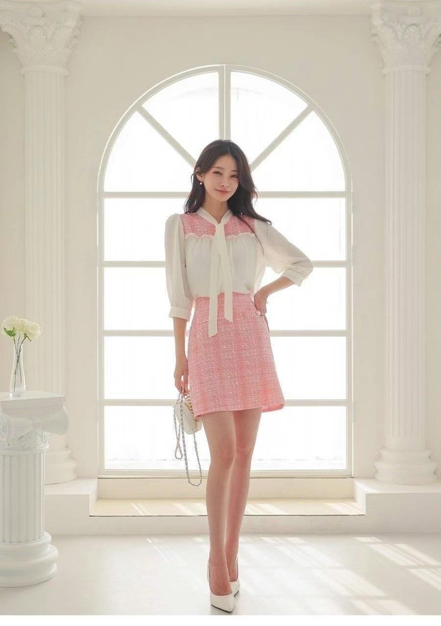 OLIVIA韓國直郵㊣東大門實拍女裝新款休閑熱賣25春夏短裙花呢OLIVIA短裙