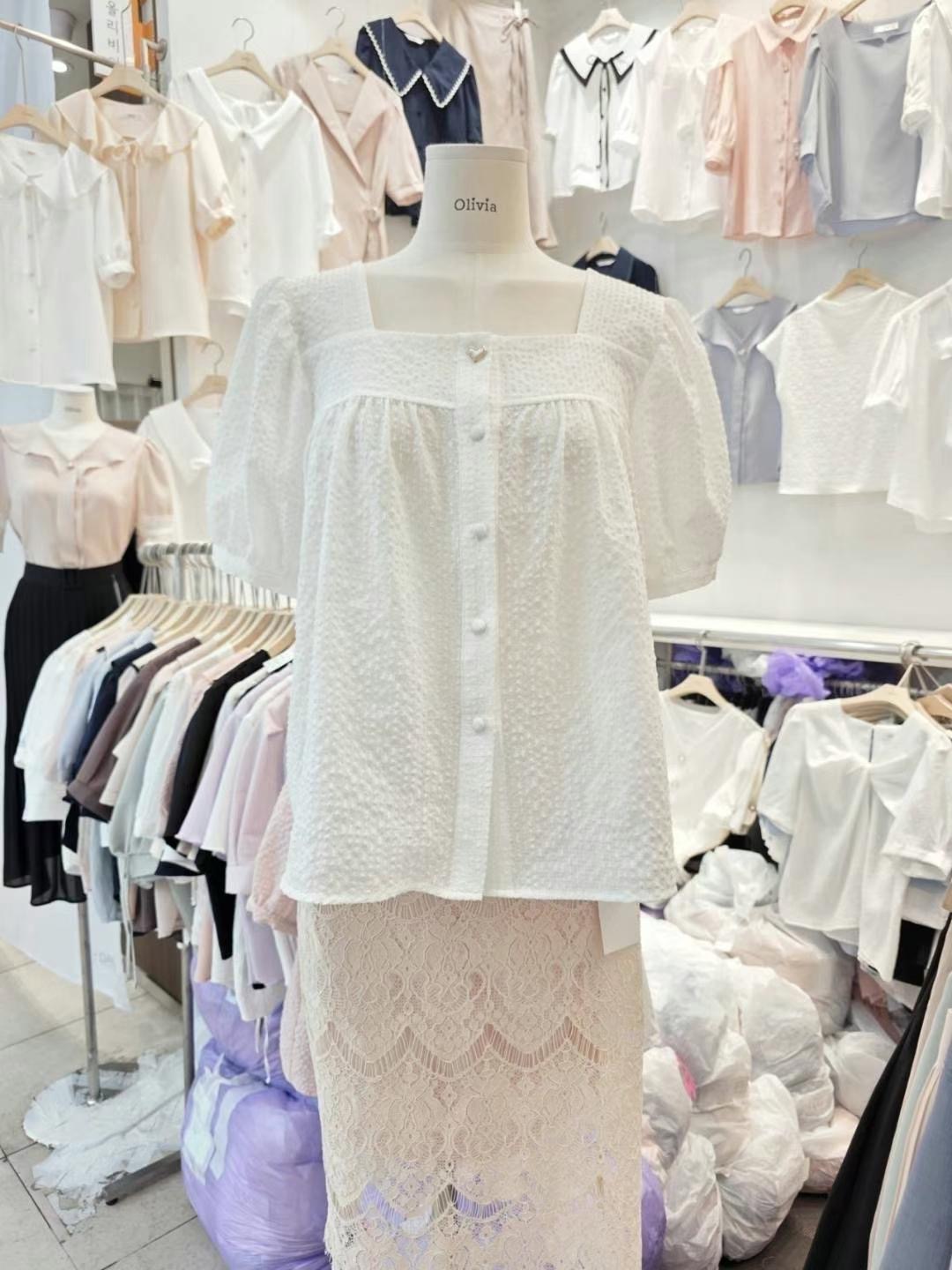 OLIVIA韓國直郵㊣東大門實拍女裝新品推薦熱賣時尚襯衫蕾絲衫OLIVIA襯衫/蕾絲衫
