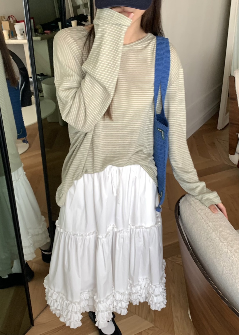 PEBBLE韓國直郵㊣女裝新品熱賣推薦時尚25春夏人氣長袖T恤亞麻PEBBLE/LAYER長袖T恤