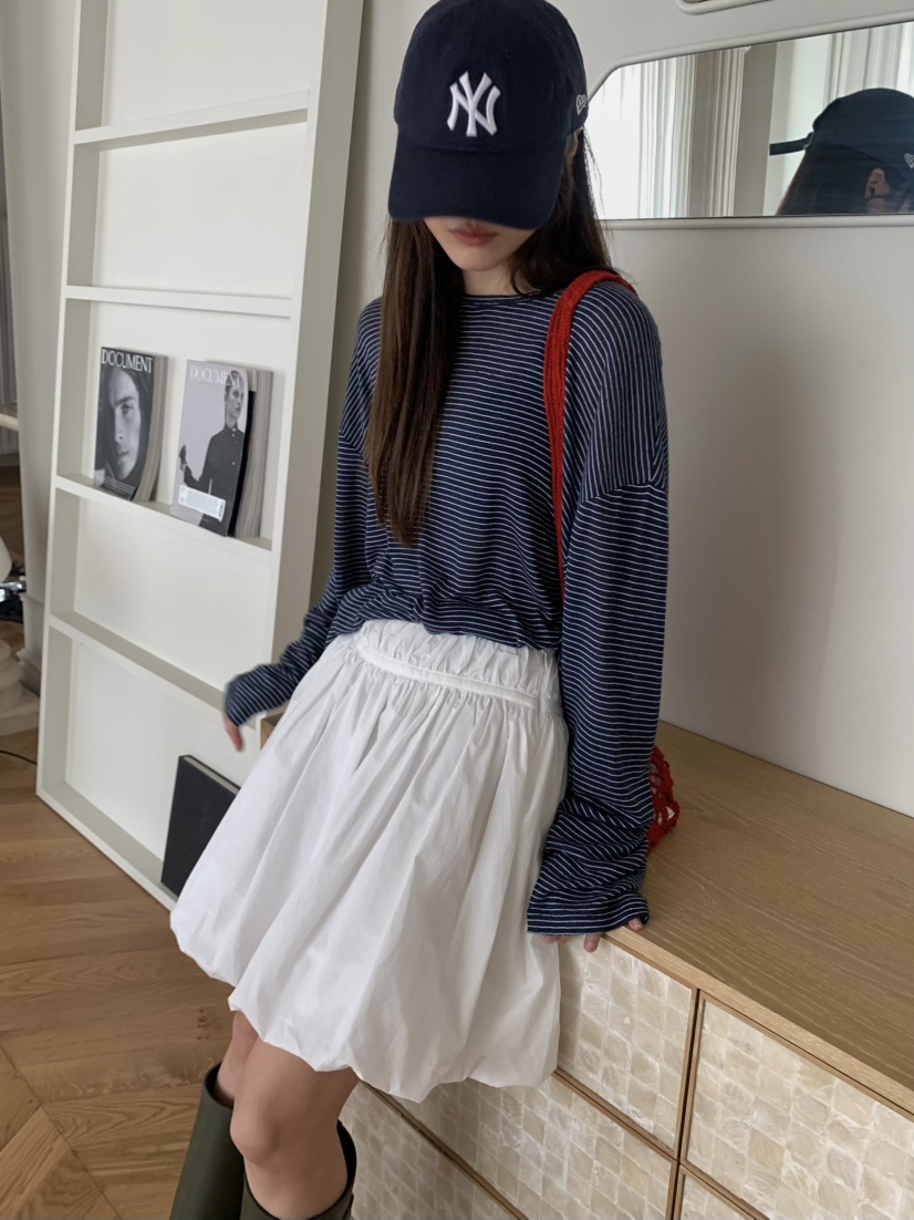PEBBLE韓國直郵㊣女裝新品熱賣推薦時尚25春夏人氣長袖T恤亞麻PEBBLE/LAYER長袖T恤