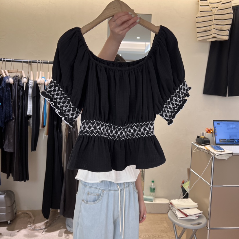 W AND J直郵韓國代購㊣女裝新品休閑推薦熱賣25春夏襯衫蕾絲衫W AND J襯衫/蕾絲衫