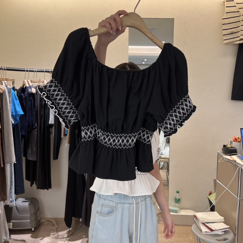 W AND J直郵韓國代購㊣女裝新品休閑推薦熱賣25春夏襯衫蕾絲衫W AND J襯衫/蕾絲衫圖色2