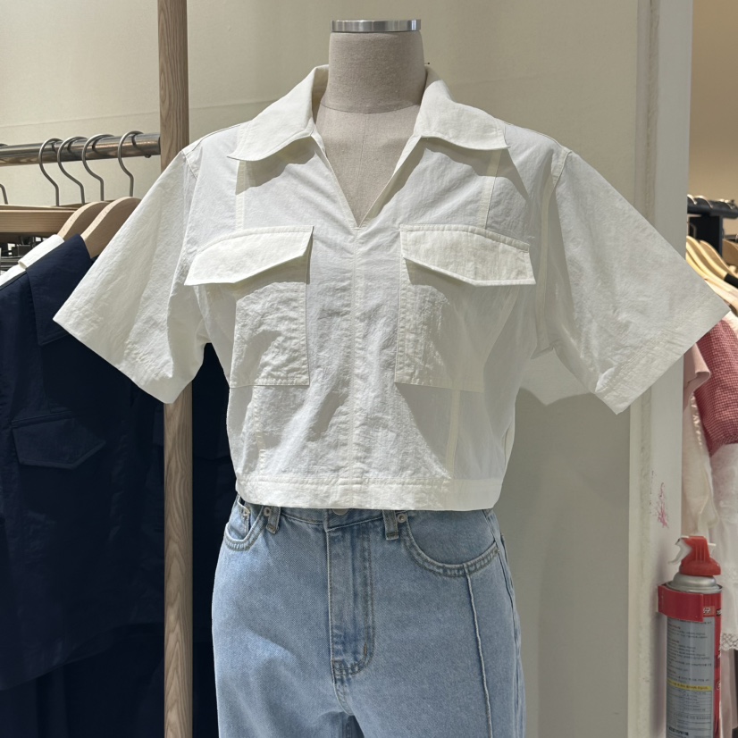 VINTAGE VIBE韓國直郵㊣女裝新品休閑推薦25春夏襯衫蕾絲衫口袋VINTAGE VIBE襯衫/蕾絲衫