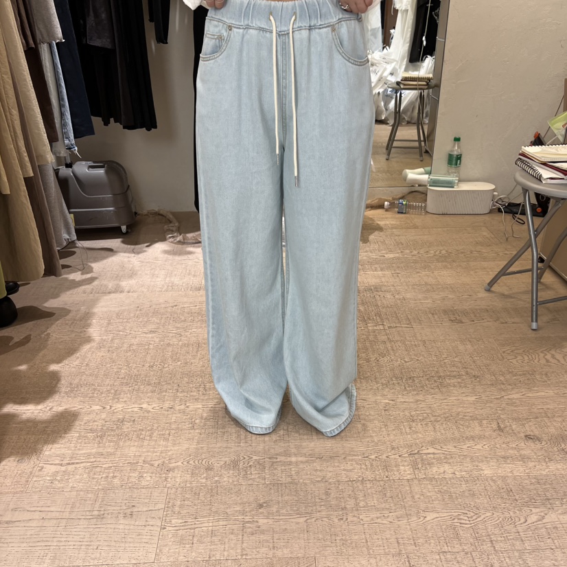 W AND J韓國㊣直郵東大門代購女裝新品熱賣時尚牛仔褲天絲W AND J牛仔褲圖色1