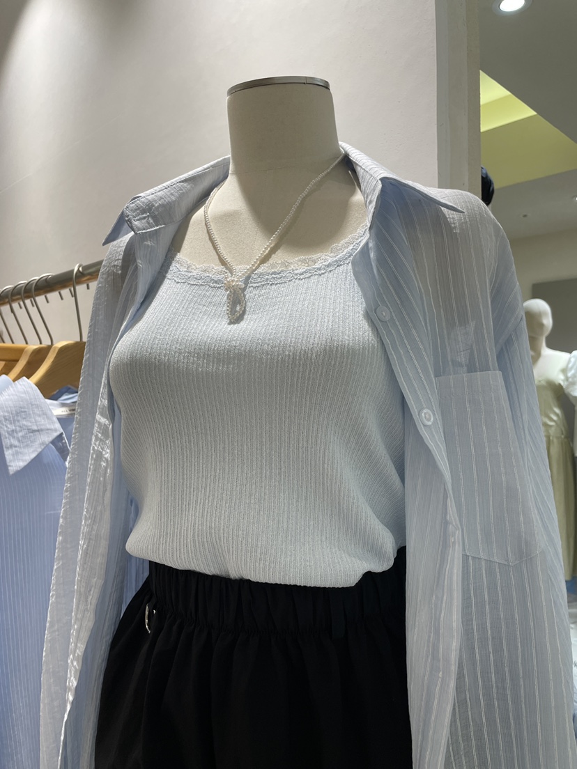 ALLVIBE韓國直郵㊣東大門實拍女裝新品推薦25春夏襯衫蕾絲衫ALLVIBE襯衫/蕾絲衫圖色4