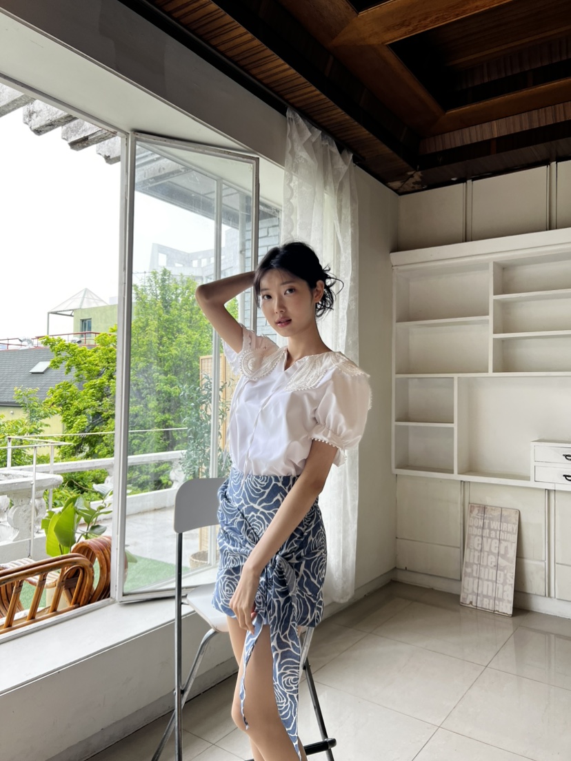 AVEC-OT韓國㊣直郵東大門代購女裝新品休閑人氣襯衫蕾絲衫EIGHTGLOW襯衫/蕾絲衫