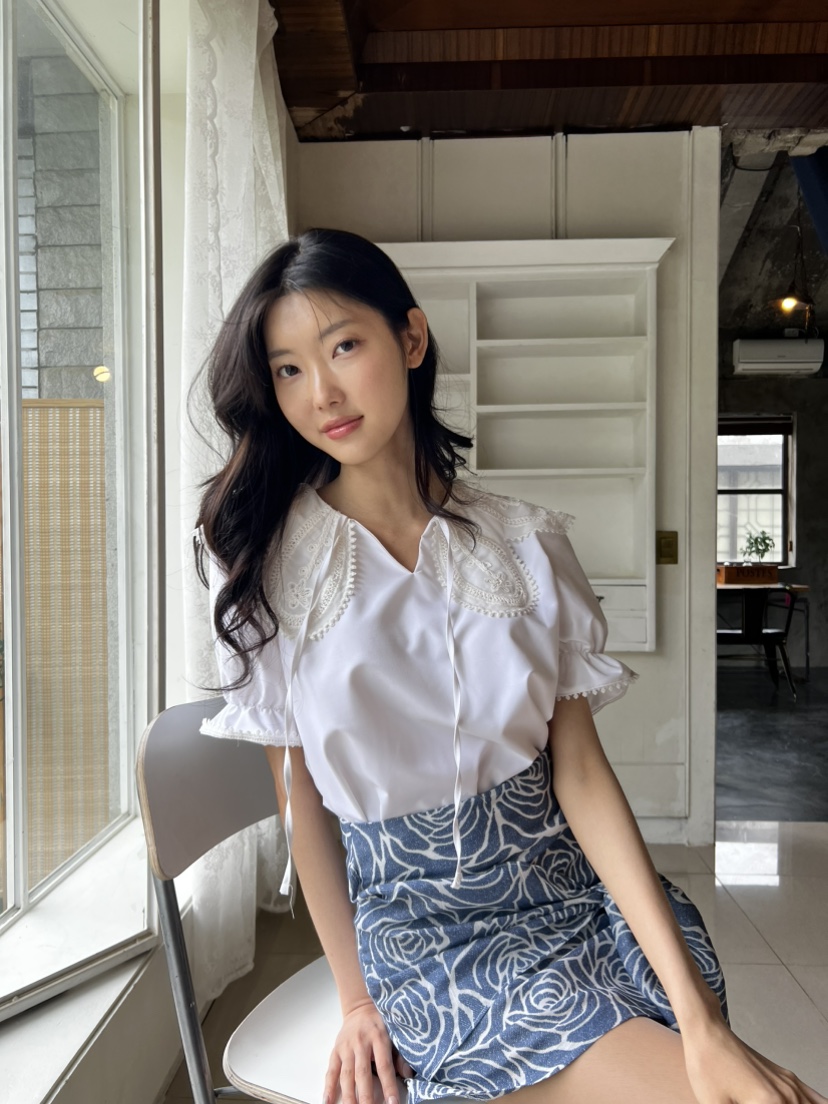 AVEC-OT韓國㊣直郵東大門代購女裝新品休閑人氣襯衫蕾絲衫EIGHTGLOW襯衫/蕾絲衫