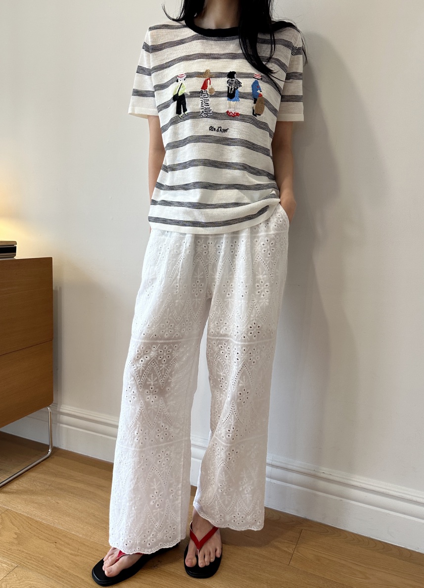 CLASSY-O韓國直郵㊣東大門實拍女裝新款25春夏針織衫刺繡亞麻CLASSY-O針織衫