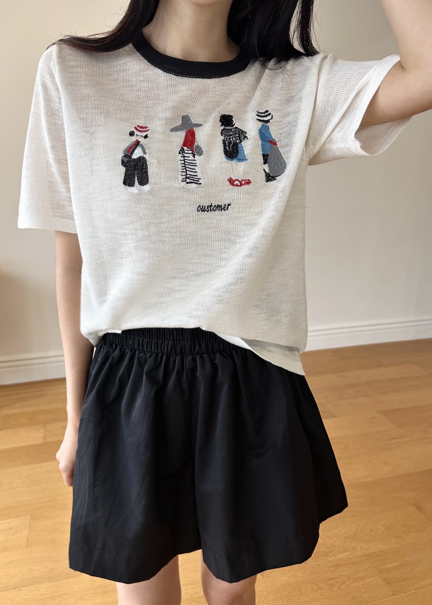CLASSY-O韓國直郵㊣東大門實拍女裝新款25春夏針織衫刺繡亞麻CLASSY-O針織衫