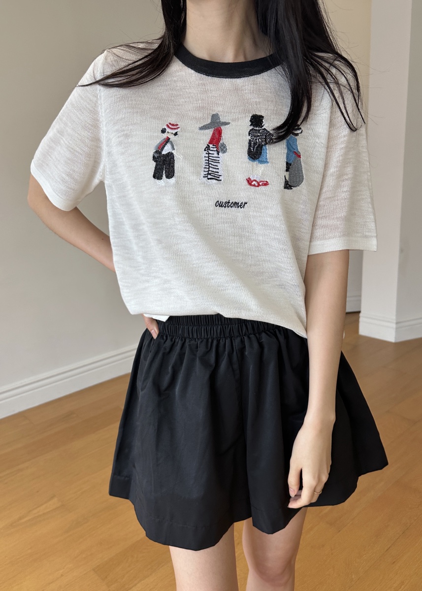 CLASSY-O韓國直郵㊣東大門實拍女裝新款25春夏針織衫刺繡亞麻CLASSY-O針織衫圖色2