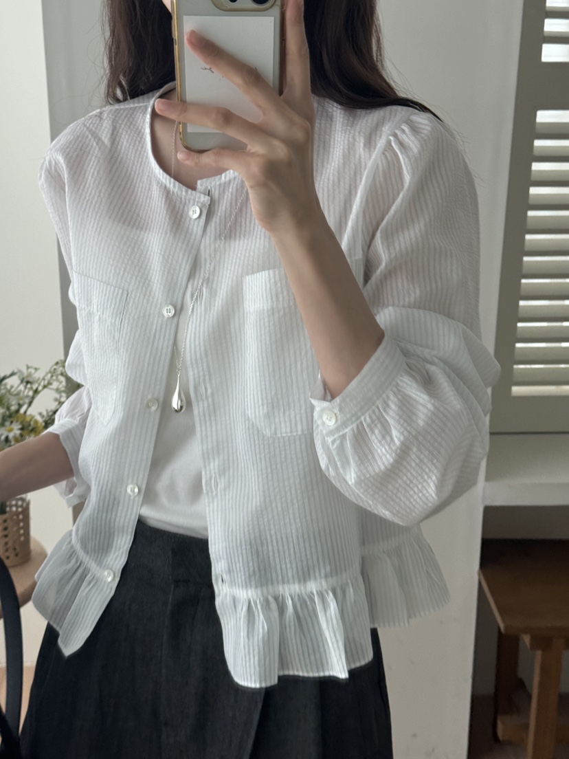 TIZZI韓國直郵㊣東大門實拍女裝新款休閑25春夏推薦襯衫蕾絲衫TIZZI襯衫/蕾絲衫