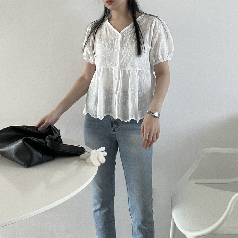 ALLVIBE韓國直郵㊣女裝新品25春夏人氣時尚熱賣休閑襯衫蕾絲衫ALLVIBE襯衫/蕾絲衫