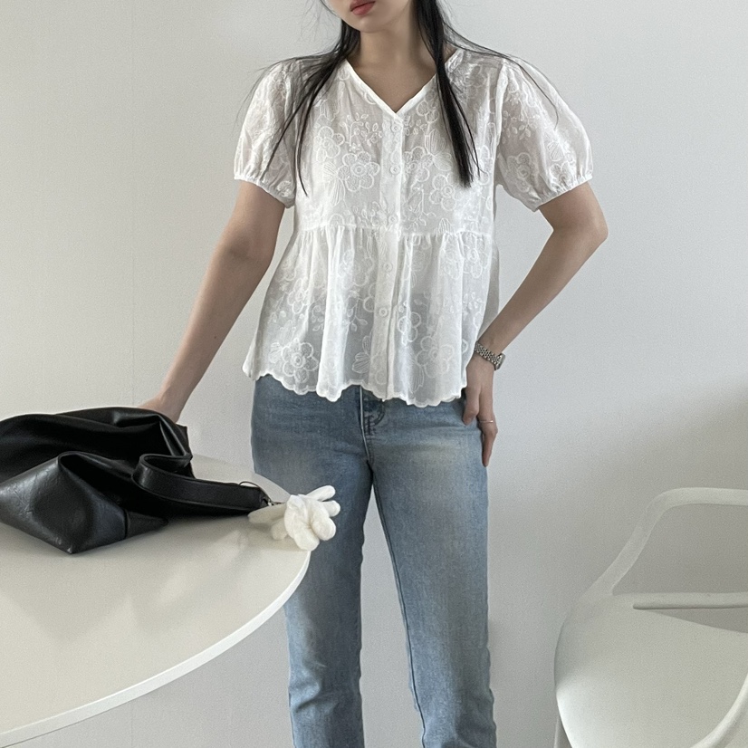 ALLVIBE韓國直郵㊣女裝新品25春夏人氣時尚熱賣休閑襯衫蕾絲衫ALLVIBE襯衫/蕾絲衫