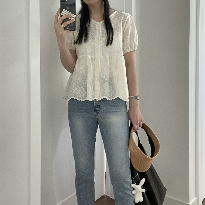 ALLVIBE韓國直郵㊣女裝新品25春夏人氣時尚熱賣休閑襯衫蕾絲衫ALLVIBE襯衫/蕾絲衫