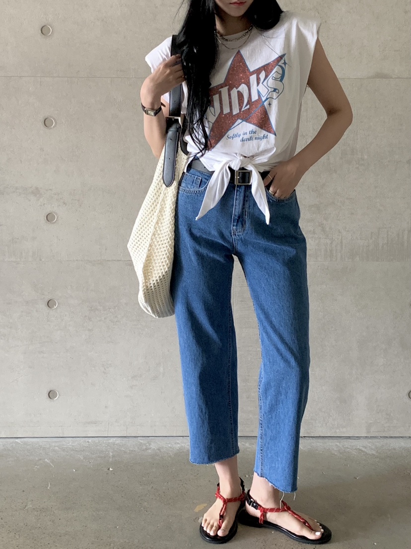 DAVICHI韓國直郵㊣東大門實拍女裝新款推薦牛仔褲含隨機腰帶DAVICHI牛仔褲
