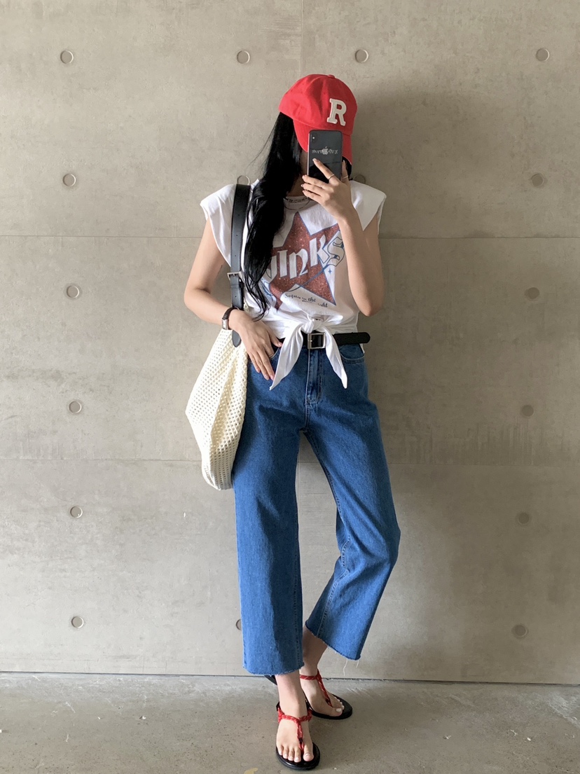 DAVICHI韓國直郵㊣東大門實拍女裝新款推薦牛仔褲含隨機腰帶DAVICHI牛仔褲