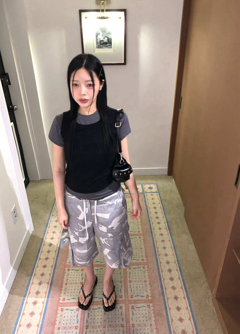 SEOLO韓國直郵㊣東大門實拍女裝新品時尚熱賣25春夏短褲迷彩Seolo seoul短褲