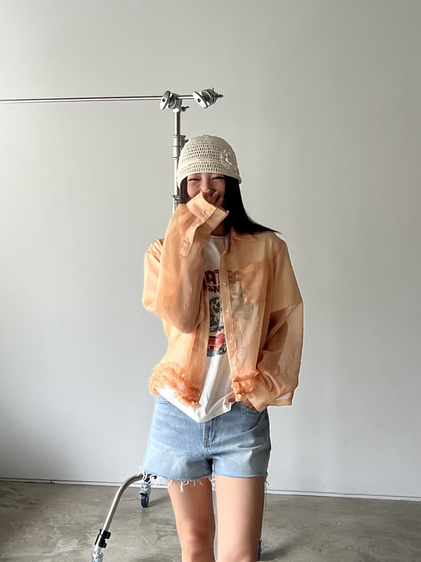 SUNDER MARKET韓國㊣直郵東大門代購女裝新品推薦襯衫蕾絲衫透明SUNDER MARKET襯衫/蕾絲衫