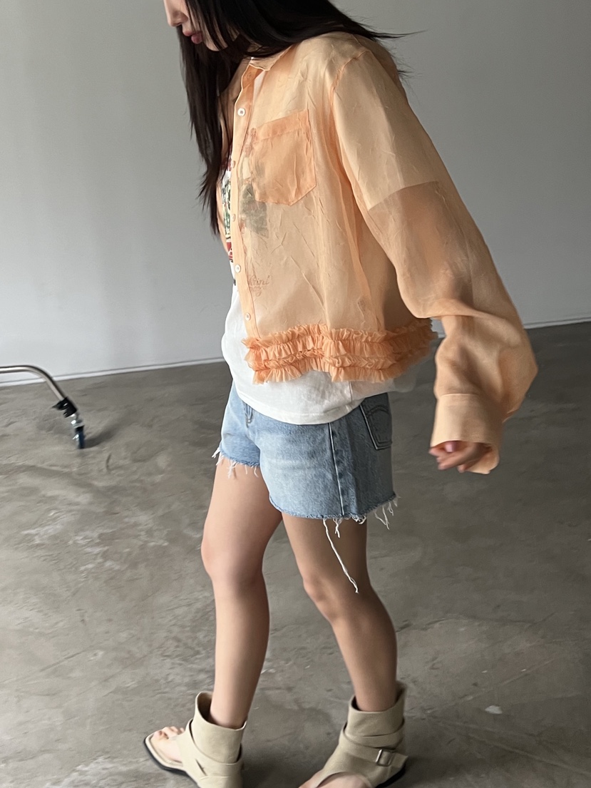 SUNDER MARKET韓國㊣直郵東大門代購女裝新品推薦襯衫蕾絲衫透明SUNDER MARKET襯衫/蕾絲衫