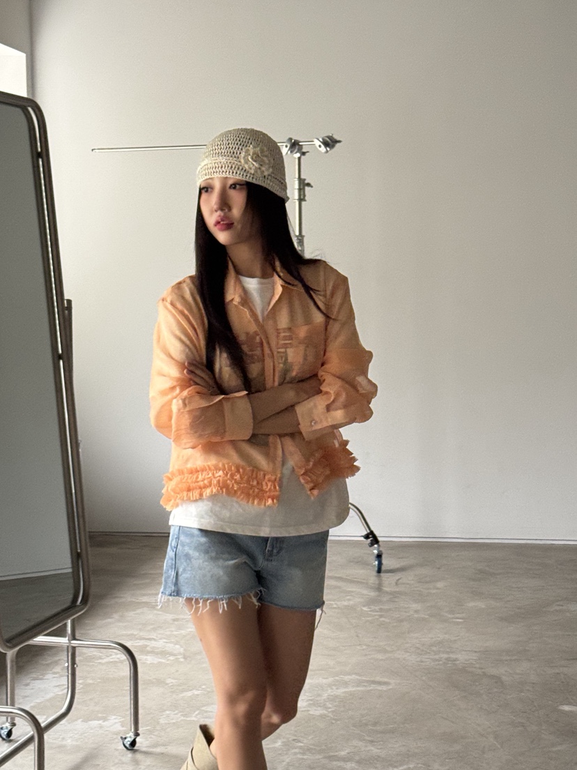 SUNDER MARKET韓國㊣直郵東大門代購女裝新品推薦襯衫蕾絲衫透明SUNDER MARKET襯衫/蕾絲衫