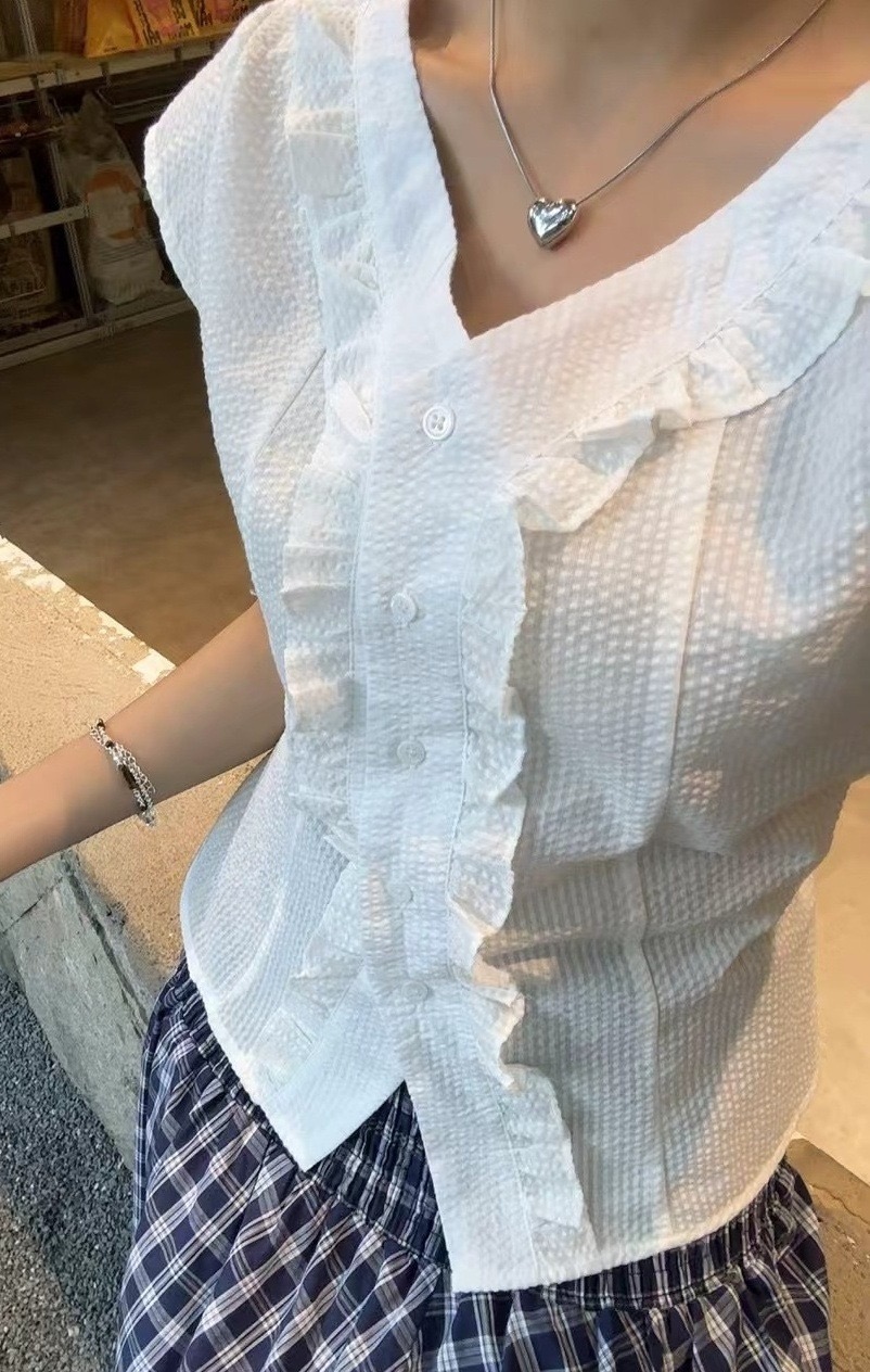 OLA韓國直郵㊣東大門實拍女裝新品熱賣人氣時尚25春夏襯衫蕾絲衫mellor/OLA襯衫/蕾絲衫