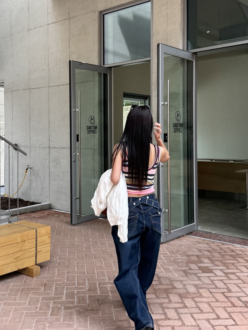 SUNDER MARKET韓國直郵㊣東大門實拍女裝新品推薦牛仔褲腰帶紐扣SUNDER MARKET牛仔褲