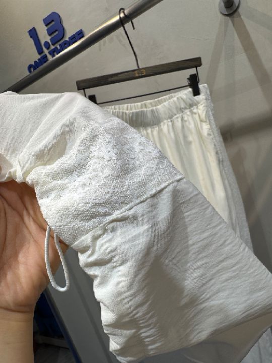 1.3韓國直郵㊣女裝新品熱賣人氣時尚推薦休閑休閑褲尼龍蕾絲1.3休閑褲