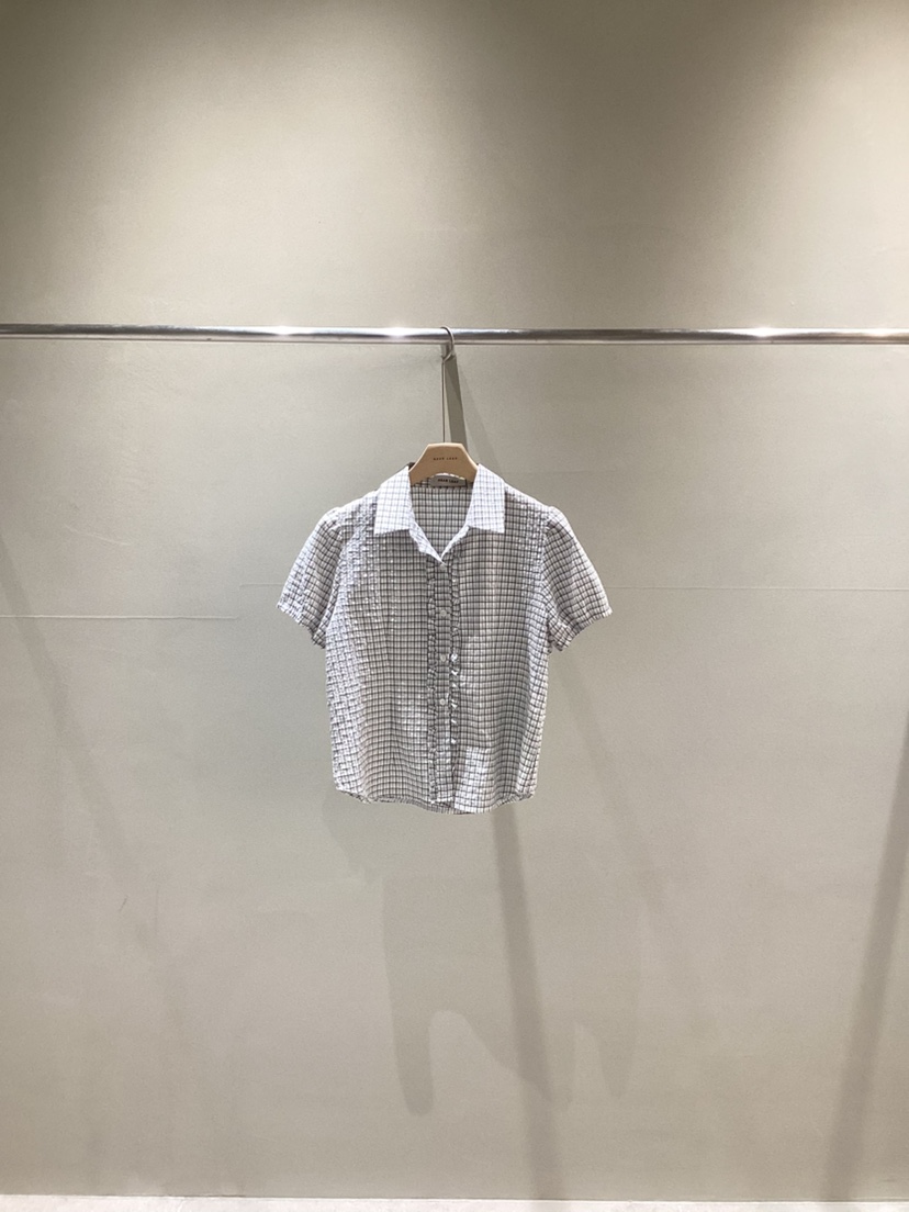 NEAR LEAP-P直郵韓國代購㊣女裝新品時尚25春夏襯衫蕾絲衫格紋NEAR LEAP襯衫/蕾絲衫圖色3