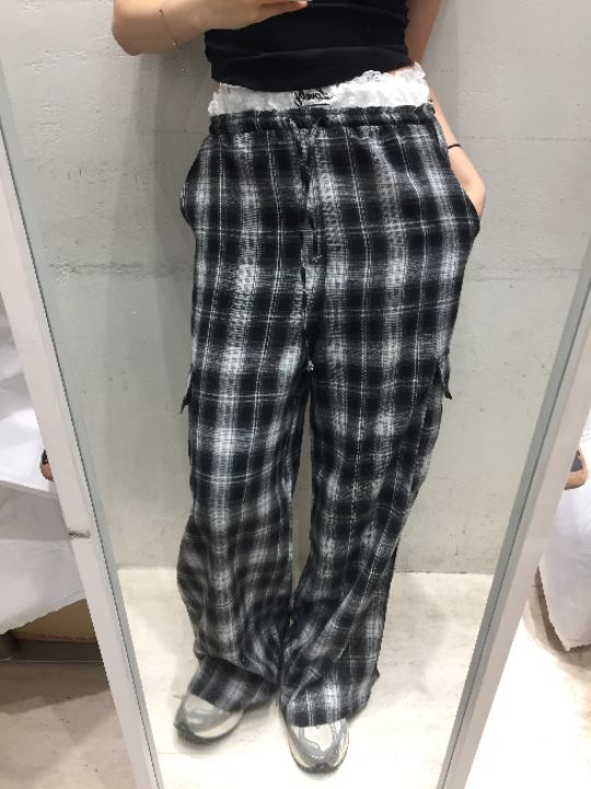 mars韓國㊣直郵東大門代購女裝新款25春夏休閑褲可愛的格紋mars休閑褲