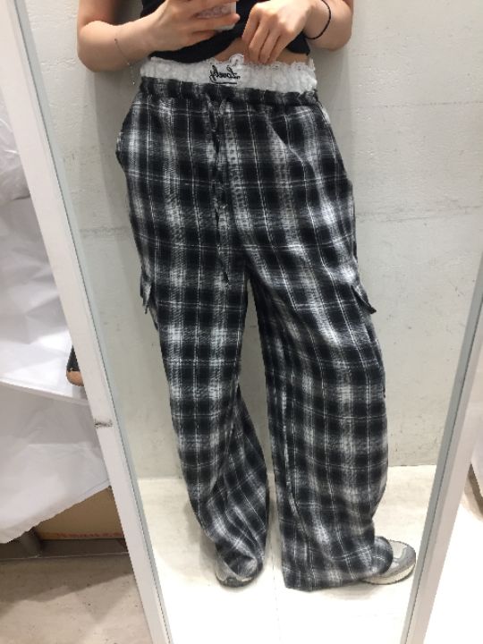mars韓國㊣直郵東大門代購女裝新款25春夏休閑褲可愛的格紋mars休閑褲
