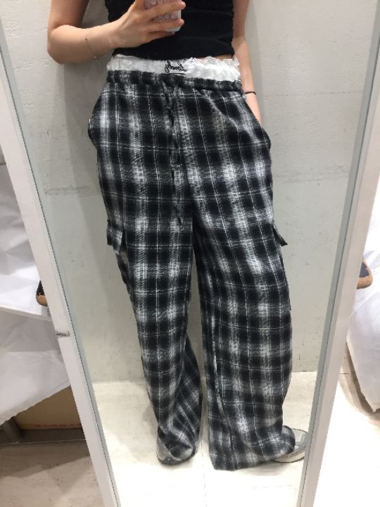 mars韓國㊣直郵東大門代購女裝新款25春夏休閑褲可愛的格紋mars休閑褲