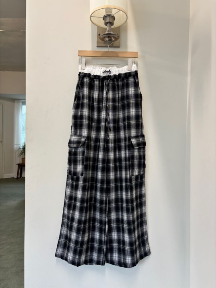 mars韓國㊣直郵東大門代購女裝新款25春夏休閑褲可愛的格紋mars休閑褲