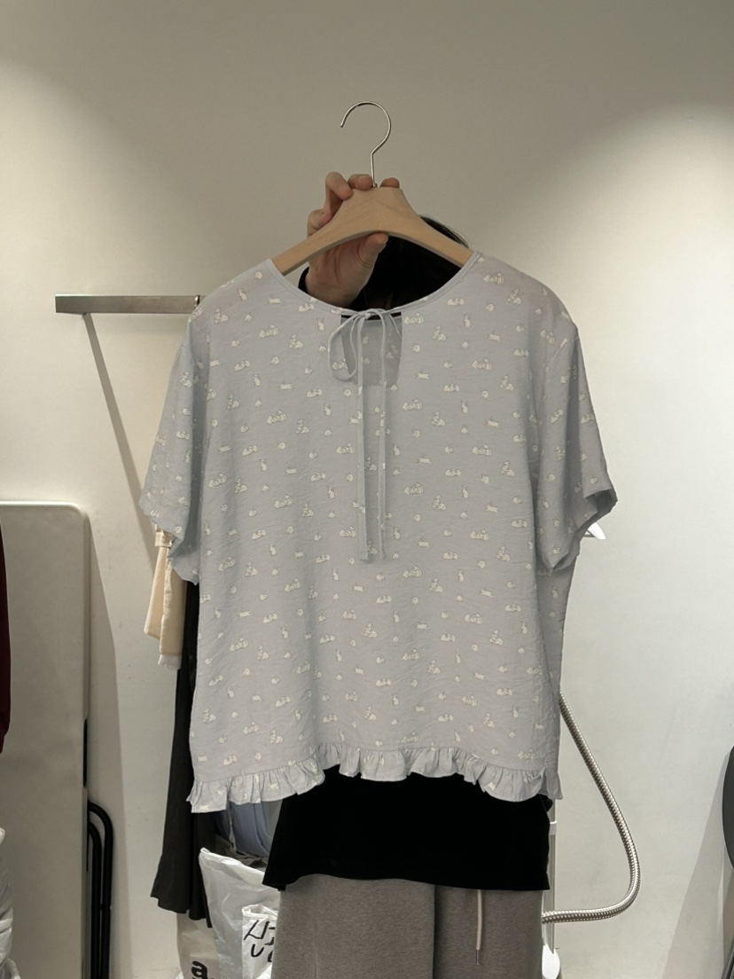 PEPPER-L韓國直郵㊣女裝新品25春夏推薦時尚襯衫蕾絲衫兔子PEPPER襯衫/蕾絲衫