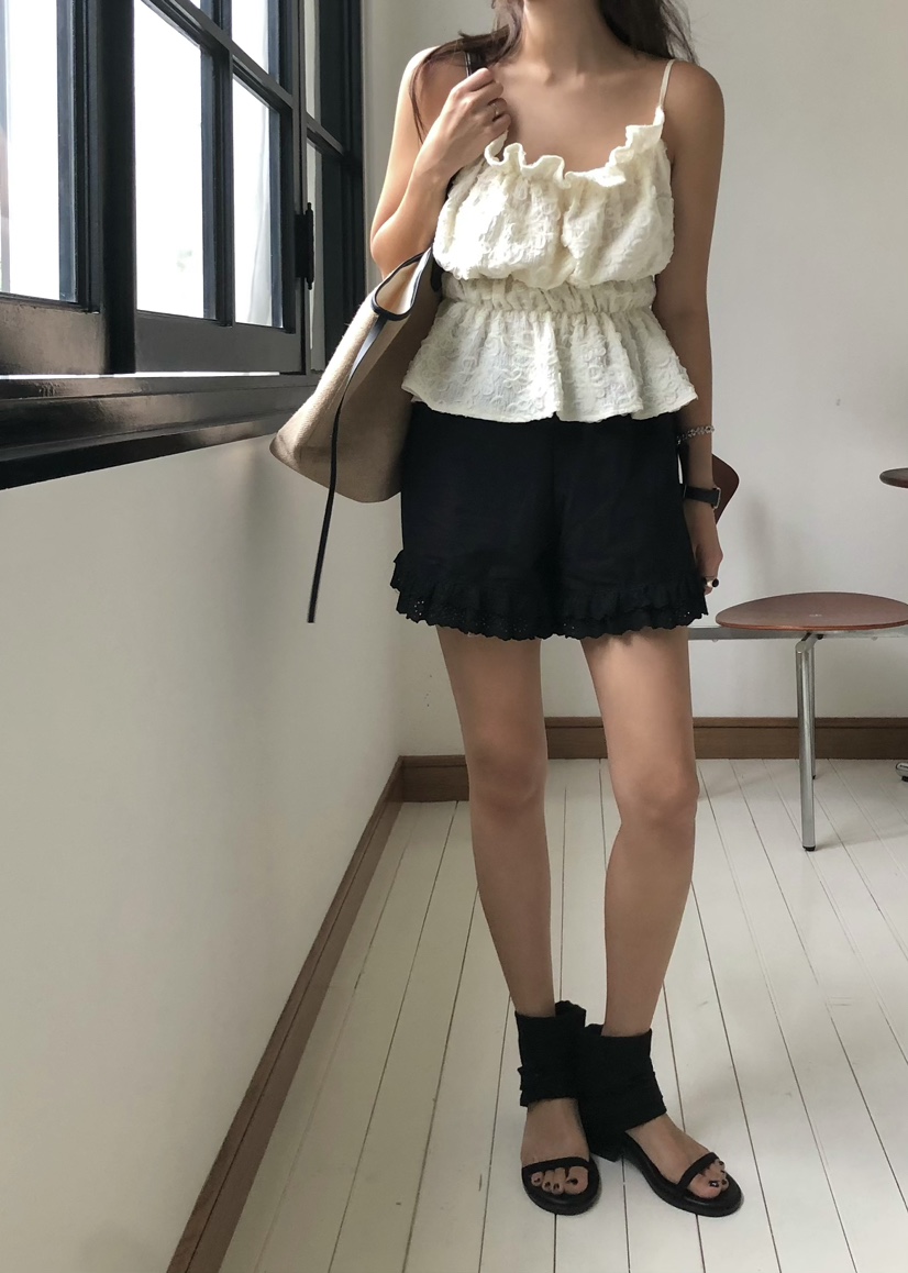 OUPPT韓國直郵㊣東大門實拍女裝新品時尚休閑熱賣短褲荷葉邊OUPPT短褲