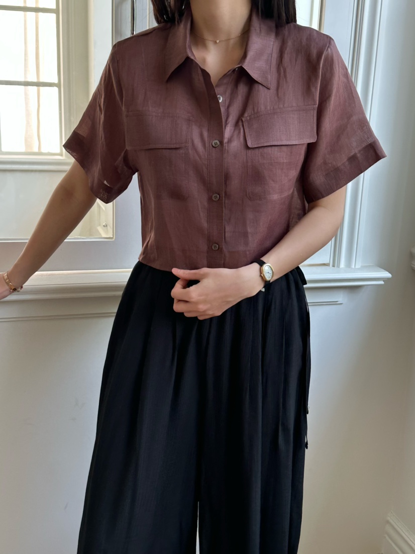 LE VASE韓國㊣直郵東大門代購女裝新款時尚休閑襯衫蕾絲衫LE VASE襯衫/蕾絲衫