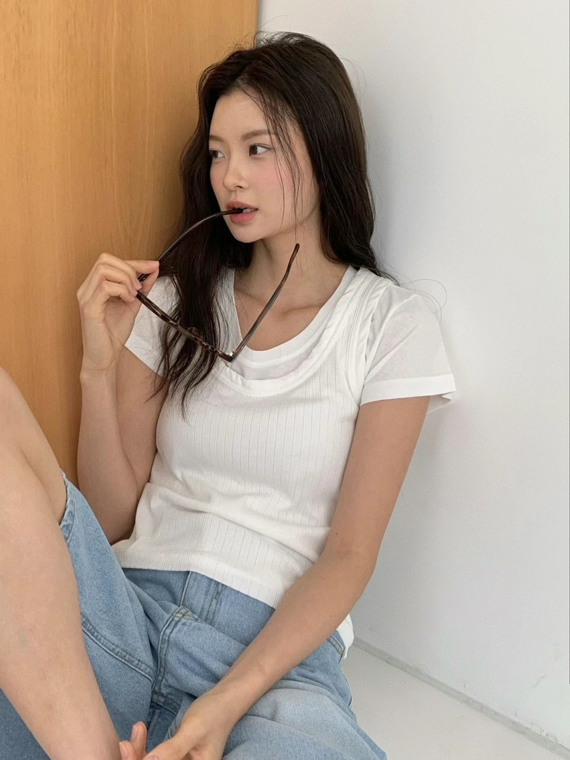 ANOU韓國直郵㊣東大門實拍女裝新品推薦熱賣休閑時尚25春夏T恤ANOUT恤