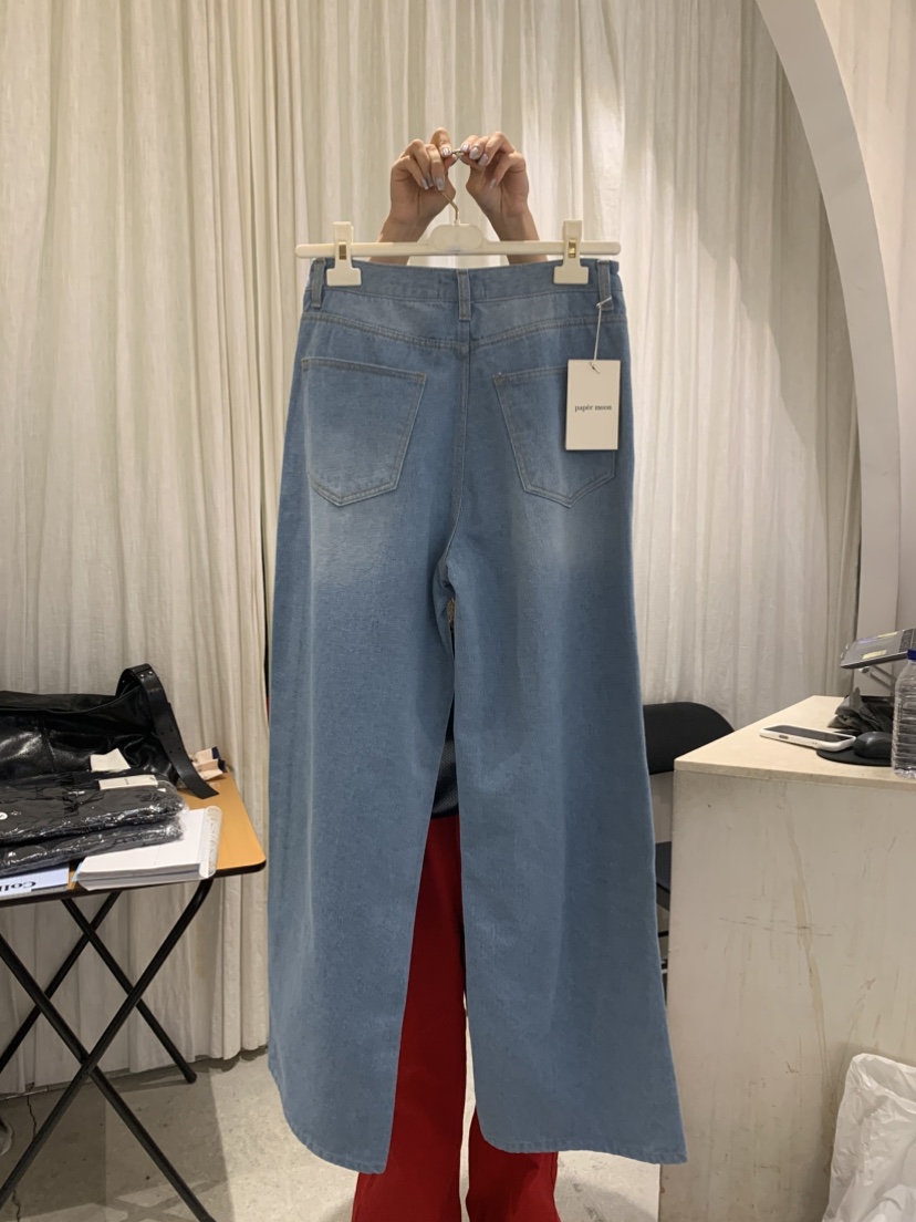 PAPERMOON直郵韓國代購㊣女裝新品時尚休閑熱賣25春夏牛仔褲paper moon牛仔褲