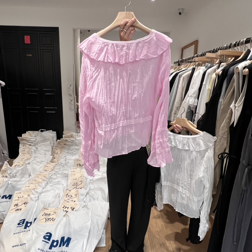 VENIR-a韓國直郵㊣東大門實拍女裝新品人氣25春夏襯衫蕾絲衫VENIR-a襯衫/蕾絲衫