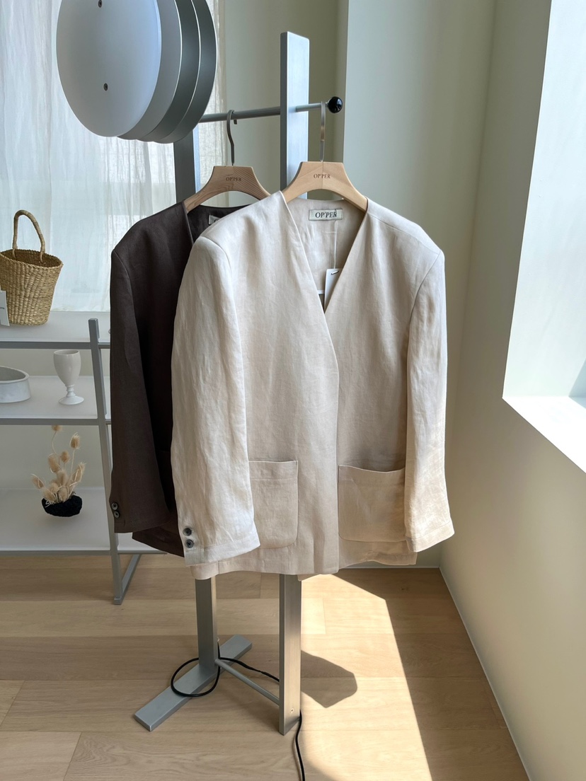 OP PER韓國㊣直郵東大門代購女裝新品人氣熱賣休閑25春夏夾克OPPER-simplebeige夾克