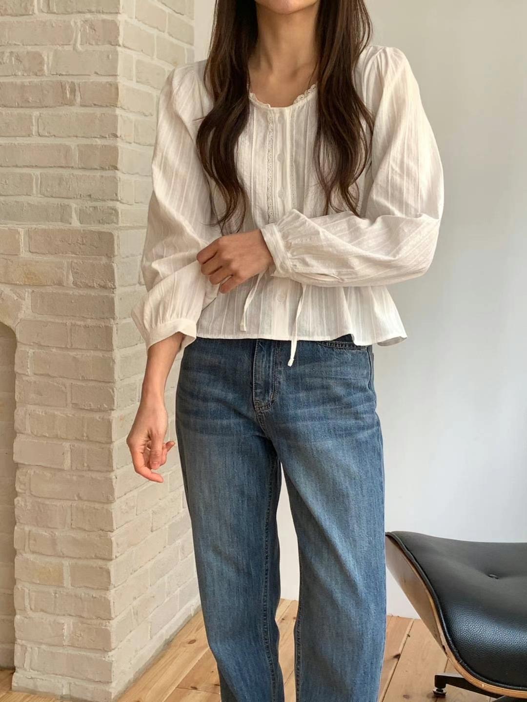 MUTE韓國代購女裝新品25春夏人氣休閑推薦時尚熱賣襯衫蕾絲衫MUTE-ot襯衫/蕾絲衫