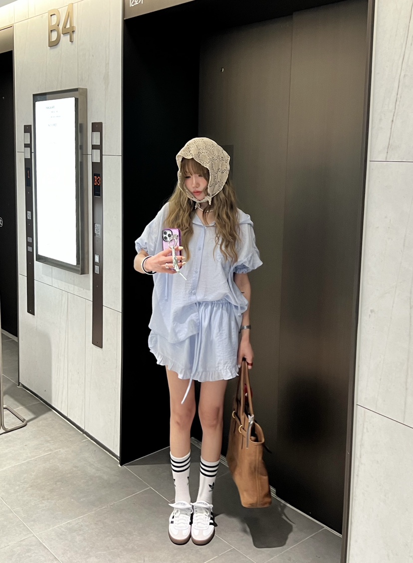 ZEROZERO韓國代購女士新品推薦真品熱賣25春夏襯衫蕾絲衫連帽衫ZEROZERO襯衫/蕾絲衫圖色3