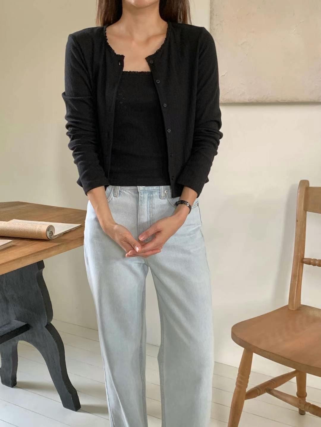 MUTE韓國直郵女士新品時尚真品熱賣休閑推薦25春夏套裝蕾絲開衫MUTE-ot套裝