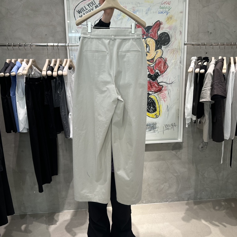 LAMAGIEPIE韓國代購女士新品休閑人氣25春夏休閑褲含腰繩腰帶絨LAMAGIE GREY休閑褲