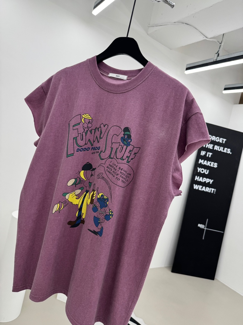 RED-A直郵韓國代購㊣女裝新品熱賣休閑人氣推薦25春夏時尚T恤RED-AT恤圖色2