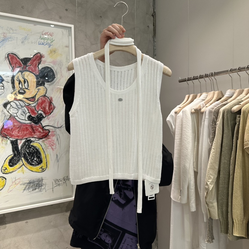 LAMAGIEPIE韓國直郵㊣女裝新款休閑人氣熱賣吊帶背心含脖帶LAMAGIE GREY吊帶/背心