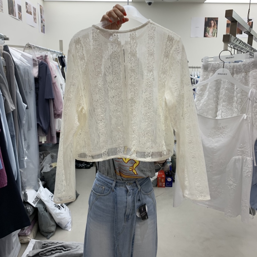 SOLD OUT韓國直郵㊣女裝新品休閑推薦時尚熱賣25春夏針織衫蕾絲SOLD OUT針織衫